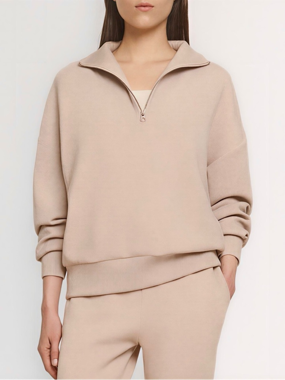Varley Hawley Half-Zip Sweat in Mushroom